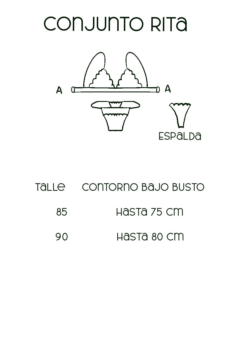 Guía de talles Conjunto Triangulito puntilla negro – Qué Tupé