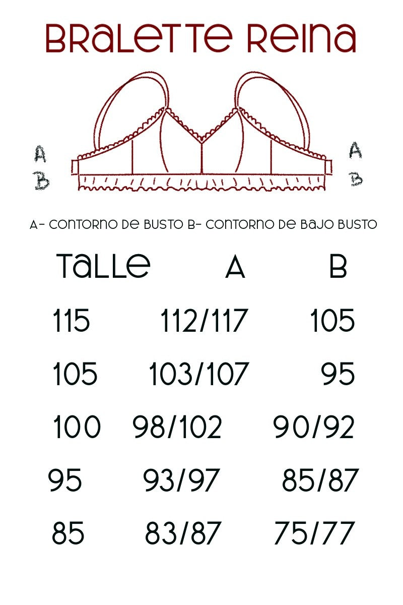 Guía de talles Bralette Reina puntilla – Qué Tupé