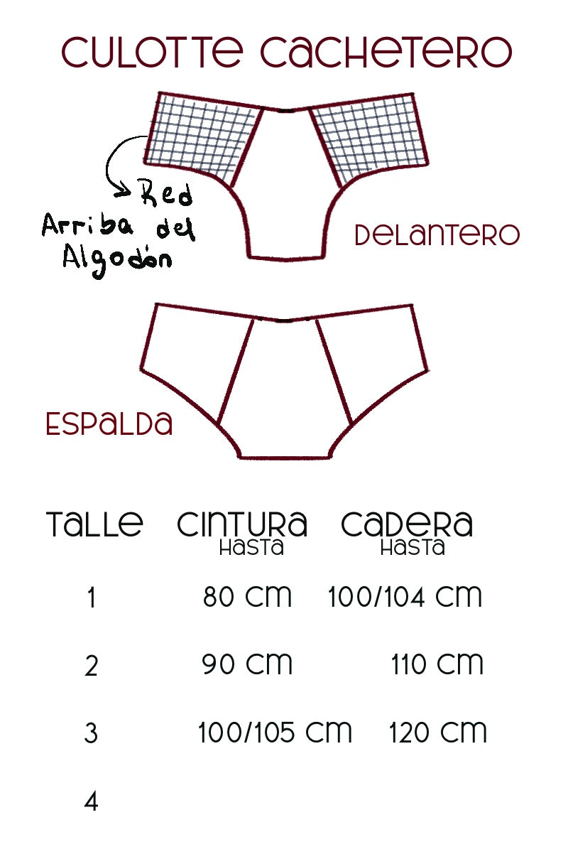Tabla de medidas culotte cacheter algodon premium color blanco