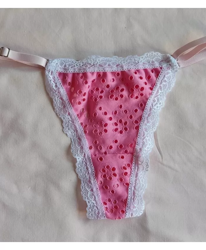 Bombacha Tanga Broderie Rosa
