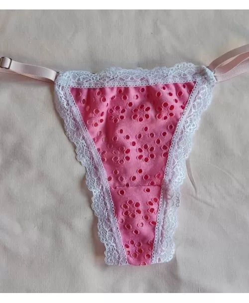 Bombacha Tanga Broderie Rosa