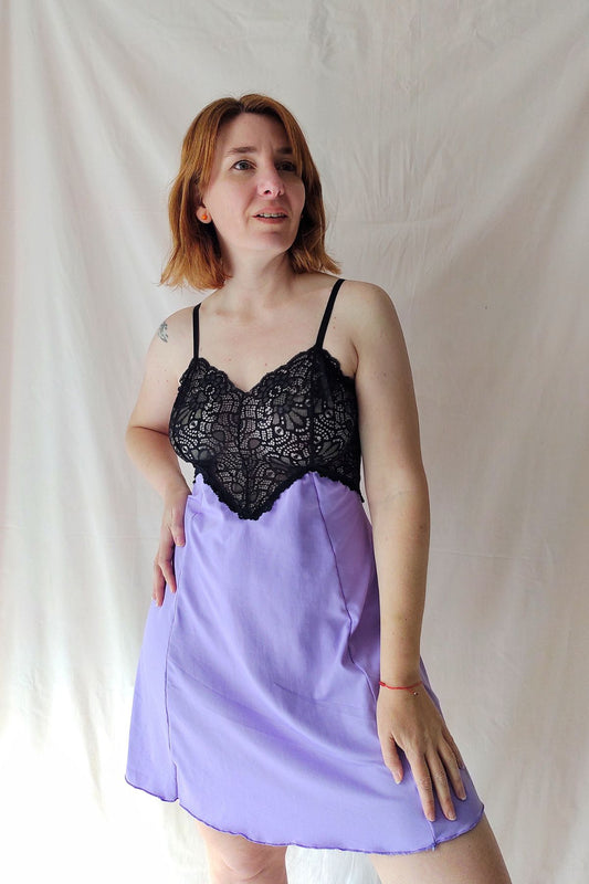 Babydoll mujer color lila en modelo vista frontal – Qué Tupé