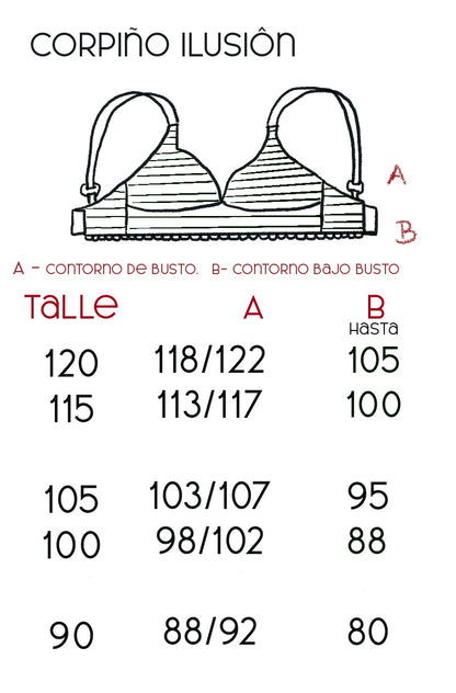 Guía de talles Corpiño Ilusión microfibra y algodón – Qué Tupé