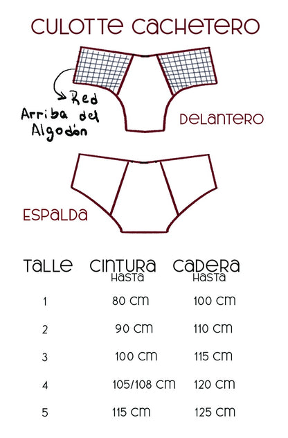 Tabla de medidas culotte cachetero algodón negro