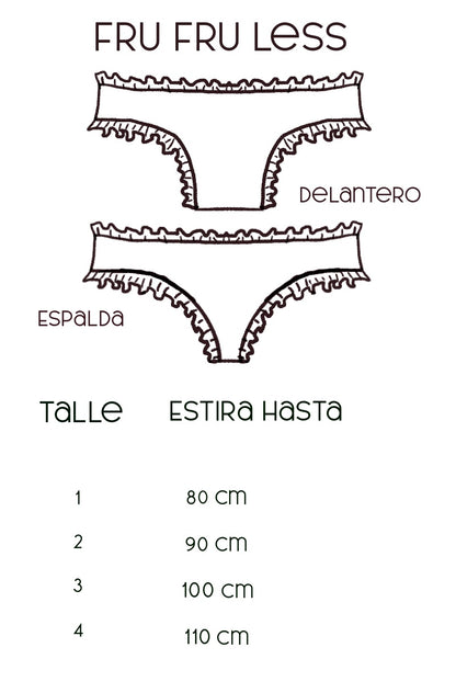 Guía de talles Pack Fru Fru Pradera talles 1 al 4 – Qué Tupé