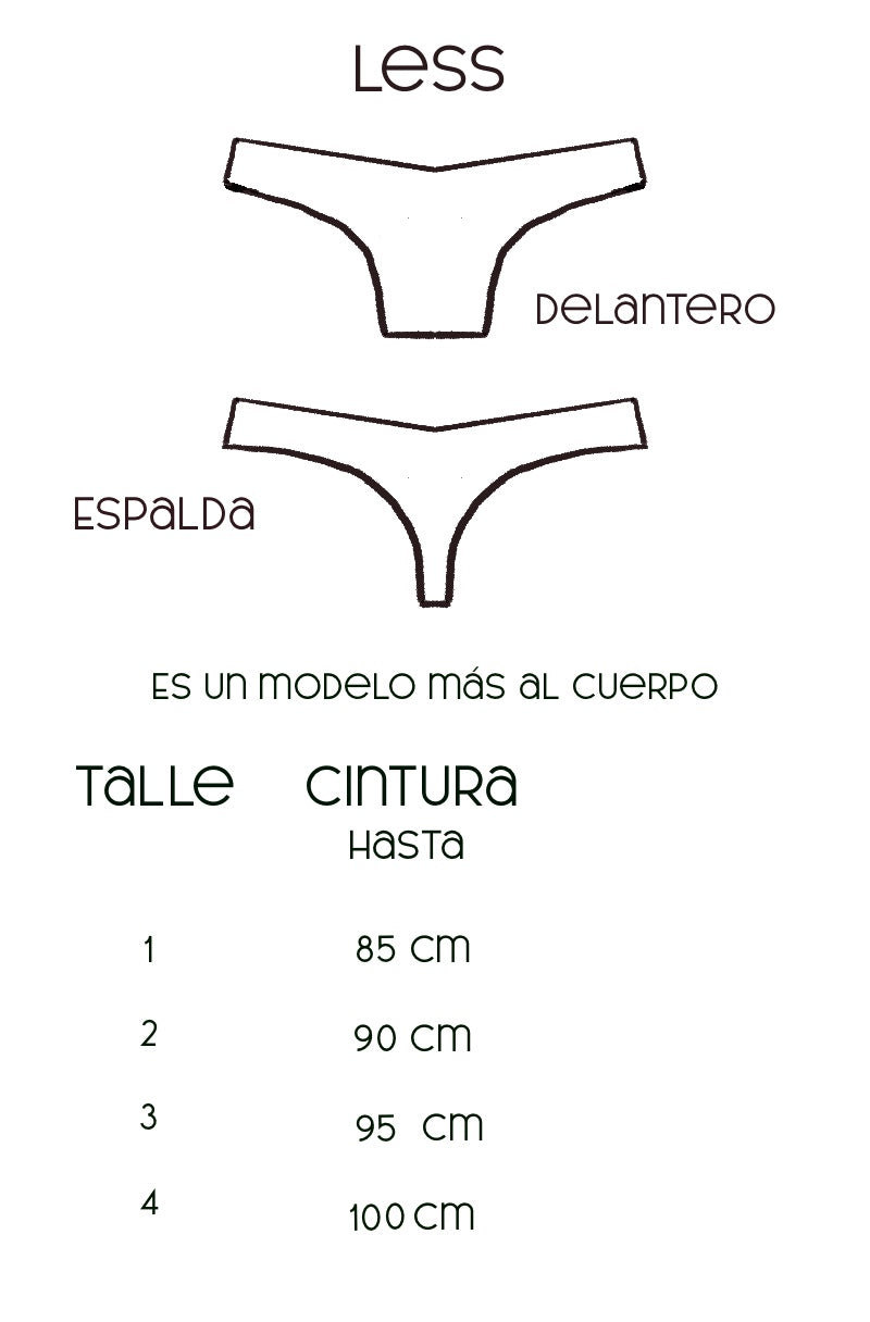 Tabla de medidas bombacha less algodón florcitas