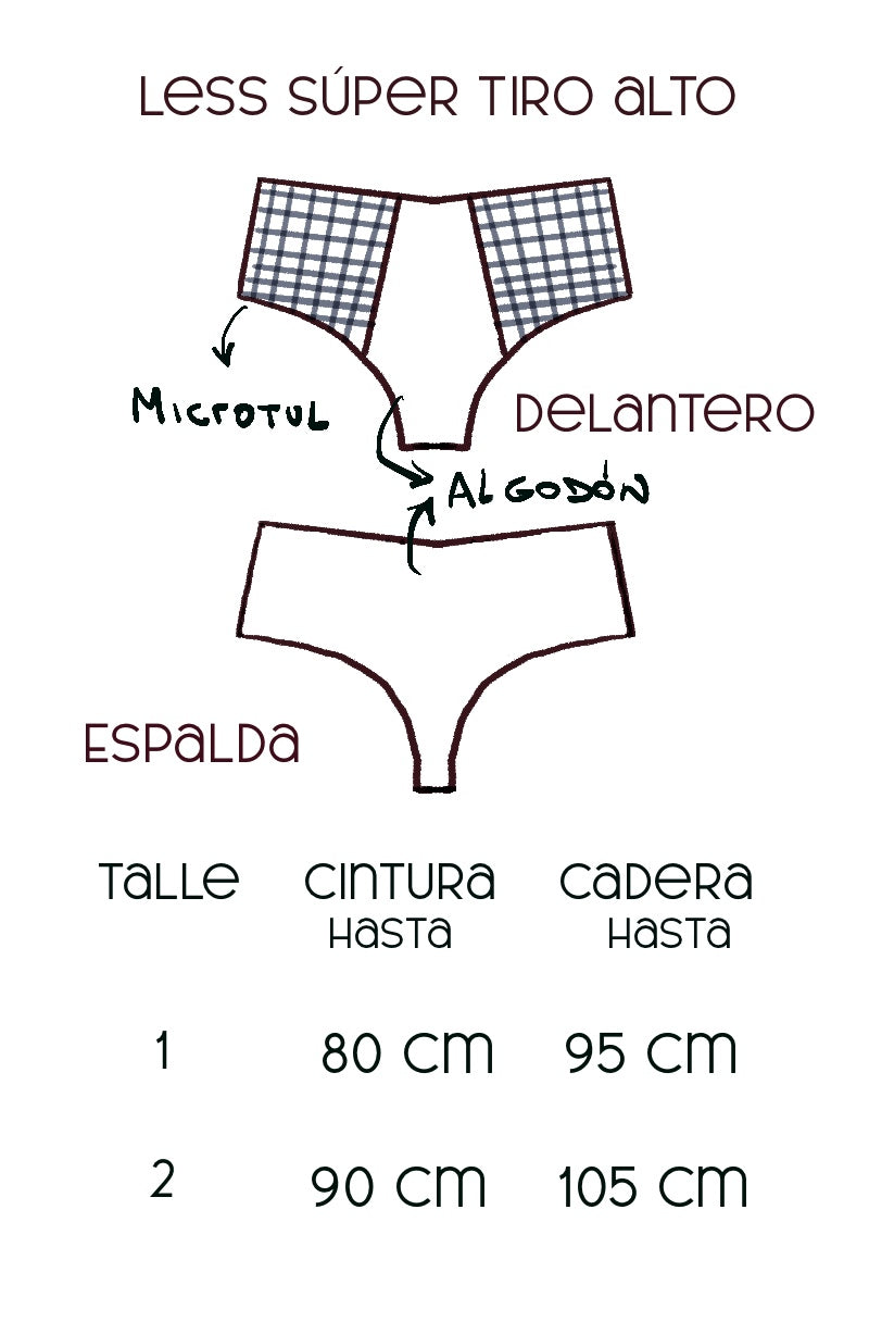 Tabla de medidas less tiro alto algodón florcitas azules