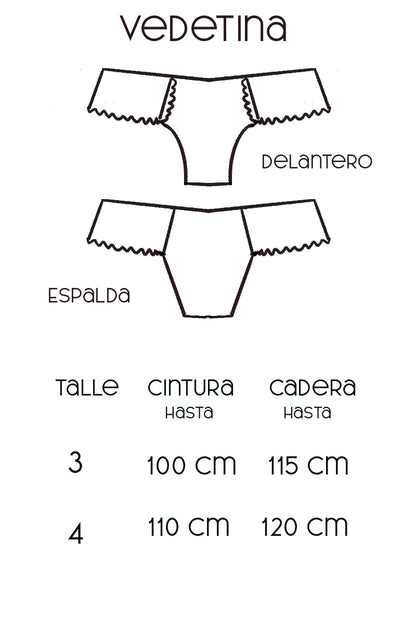 Guía de talles bombacha vedetina broderie – Qué Tupé
