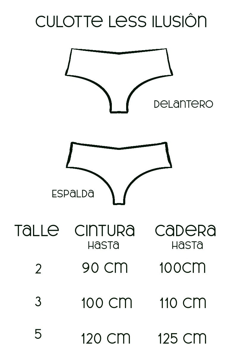 Tabla de medidas culotte less ilusión verde
