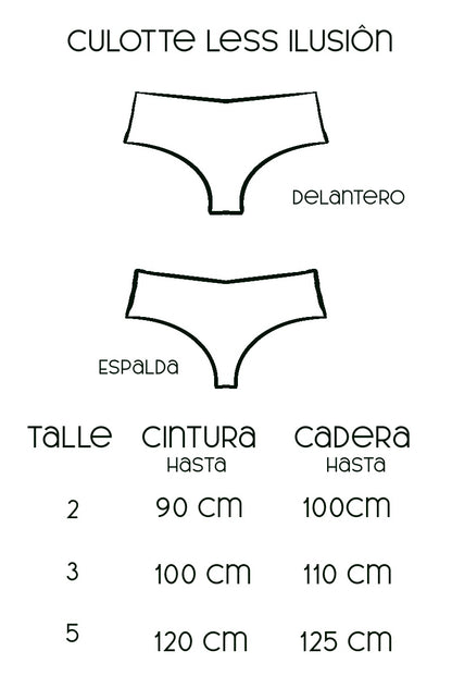 Tabla de medidas culotte less ilusión verde