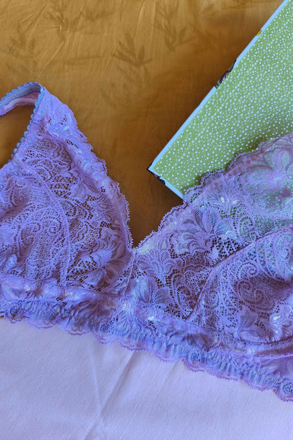 Corpiño Encanto lila sin aro puntilla elastizada – Qué Tupé