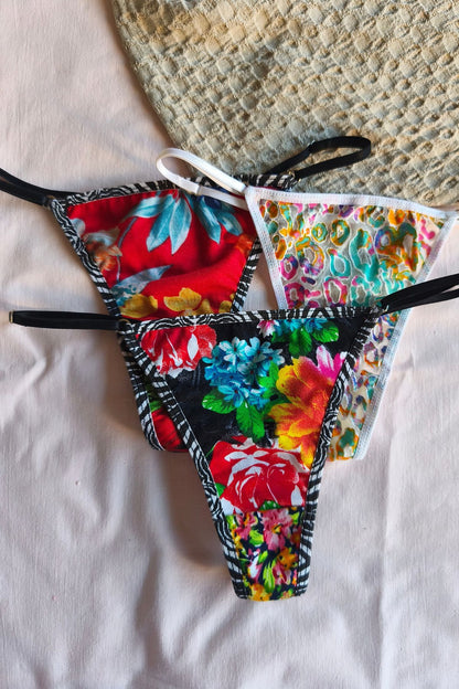 Detalle mix de estampas modal tanga less artesanal – Qué Tupé