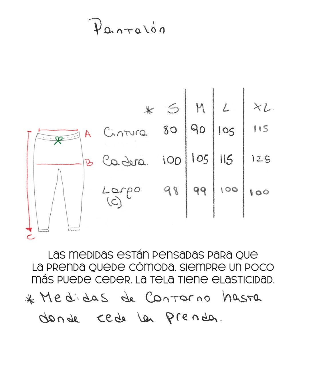 Guía de talles pantalón Pijama Edén – Qué Tupé