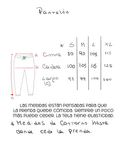 Guía de talles pantalón Pijama Edén – Qué Tupé