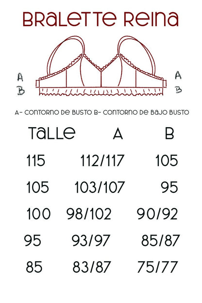 Guía de talles Bralette Reina puntilla – Qué Tupé