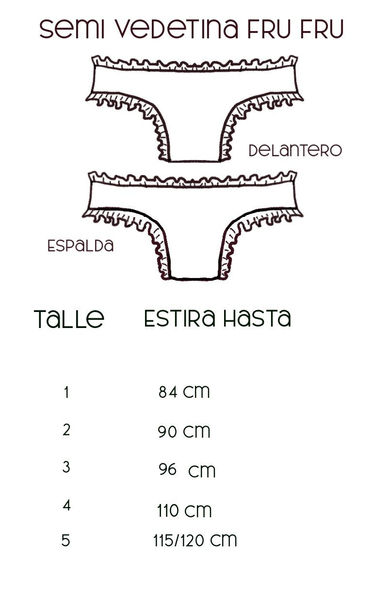 Guía de talles Vedetina Fru Fru x 3 Pradera – Qué Tupé