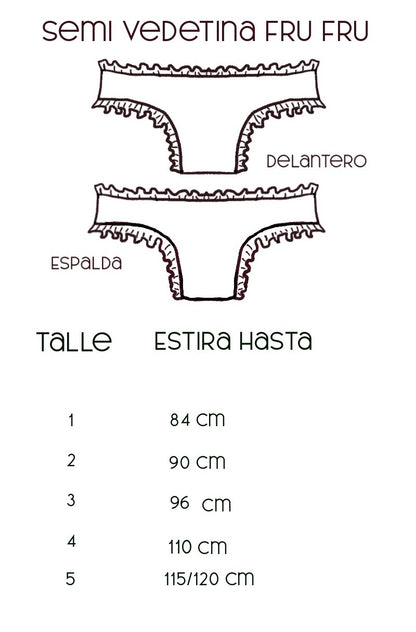 Guía de talles Vedetina Fru Fru x 3 Pradera – Qué Tupé