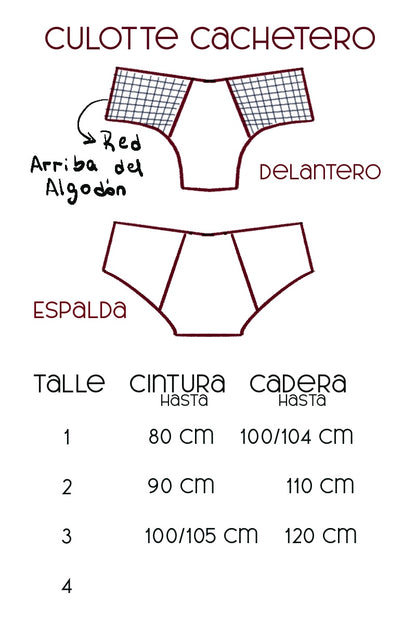 Tabla de medidas culotte cacheter algodon premium color blanco